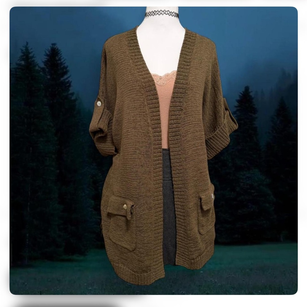 WD.NY Olive Cardigan Sweater